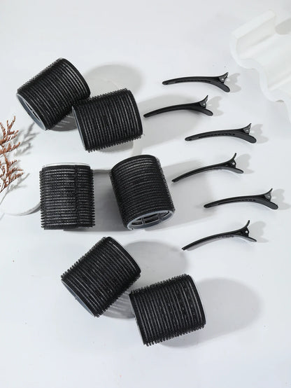 12pcs Air Bar Curling Iron Tube Set – Self-Adhesive Hair Rollers & Bangs Clips for Styling Real Hair & Wigs