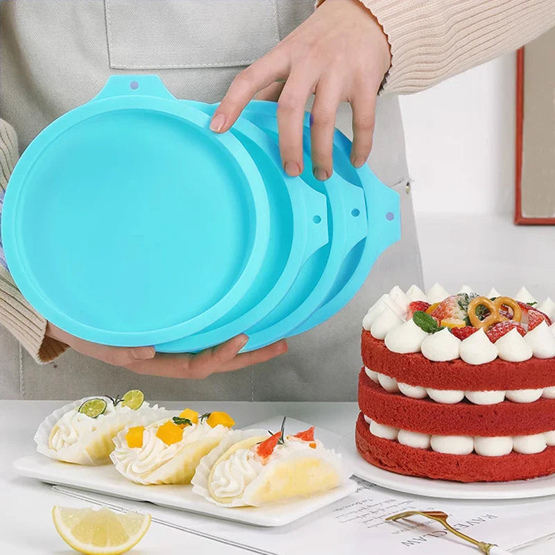 FAIS DU Silicone Cake Pan Set – 2-8pcs 4/6/8inch Round Molds for Rainbow Cake & Mousse Baking