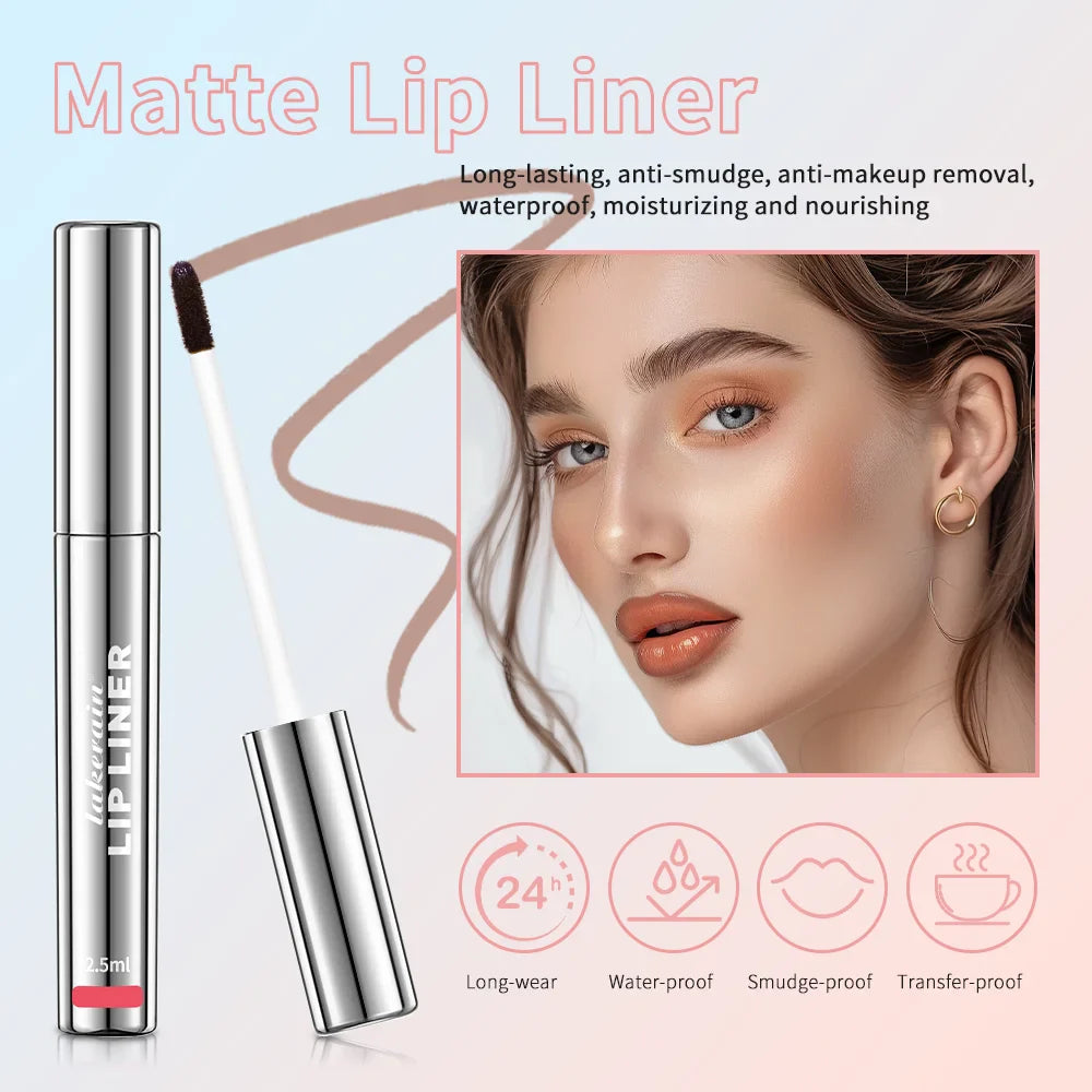 Waterproof Peel-Off Lip Liner & Tattoo Lip Gloss – Long-Lasting Matte Lip Tint & Brown Contour Lip Stain