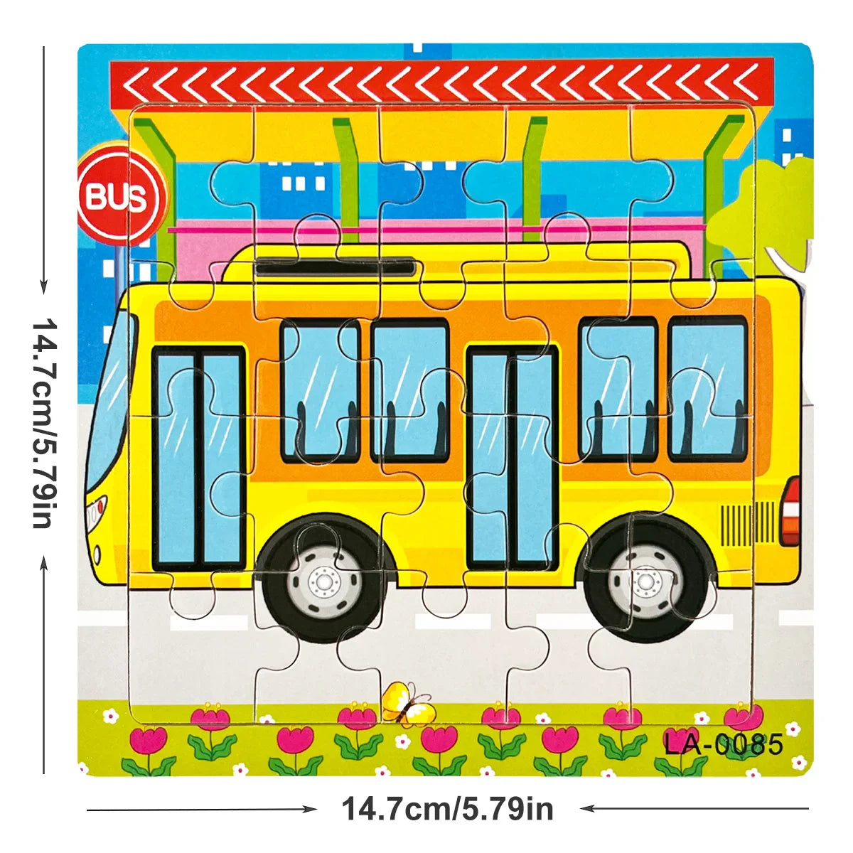 14.7cm Wooden Jigsaw Puzzle – Transportation & Marine Animal Educational Toy for Kids