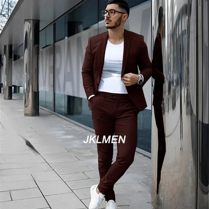 Gray Men’s 2 Piece Suit - Summer Casual Blazer & Pants Set for Wedding, Formal Events and Groom Style XS-5XL