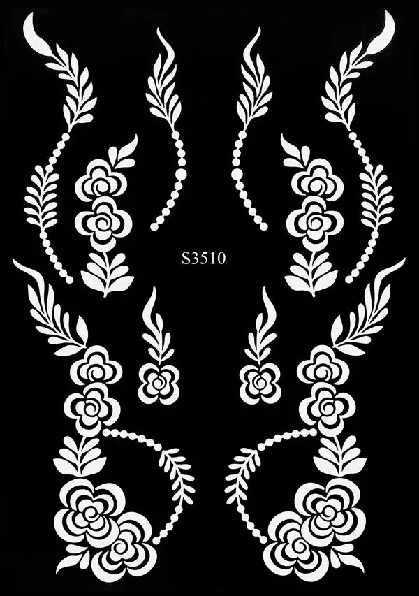 Reusable Henna Stencil Templates for Hand & Body – Floral Tattoo Stencils for Women, Weddings & Festivals Body Art Makeup Tools