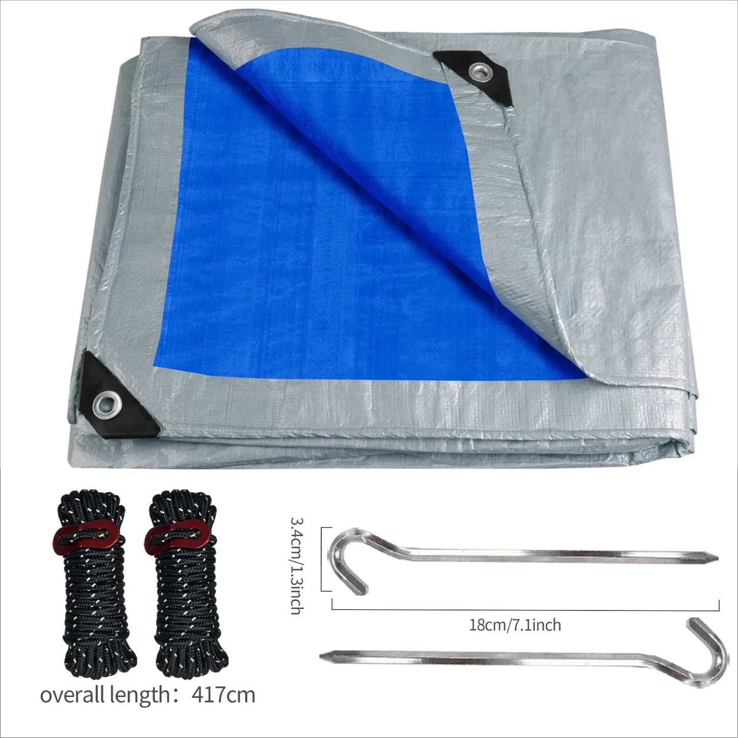 Heavy Duty Waterproof Large Tarpaulin 5x4m / 3x2m – Reinforced Outdoor Rain Cover Multipurpose Tarp for Garden, Backyard, Awning & Canopy Protection