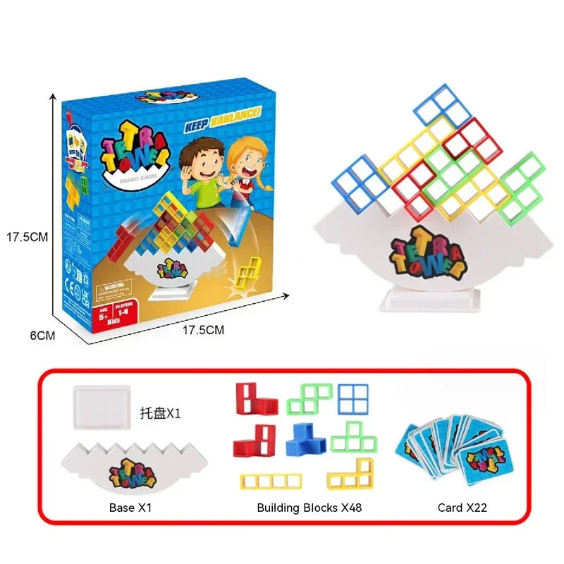 Tetra Tower Balance Puzzle Game - Fun Stacking Building Board Game for Kids Adults Family Friends Party Gift