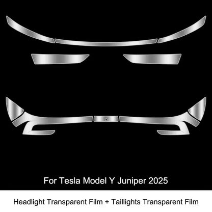 Tesla Model Y 2025 TPU Blackened Headlight & Taillight Protective Film – Juniper Color Changing Film