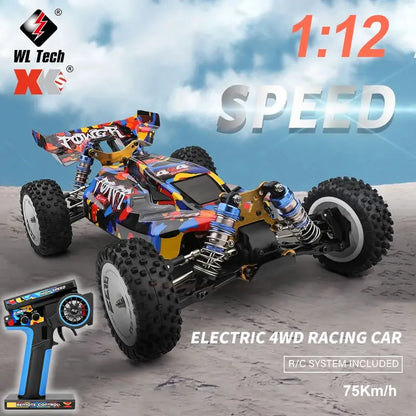New WLtoys 124007 1/12 Brushless RC Car — 4WD 75KM/H Off-Road Drift with 2.4G One-Hand Remote, Racing Toy for Kids & Boys Gift