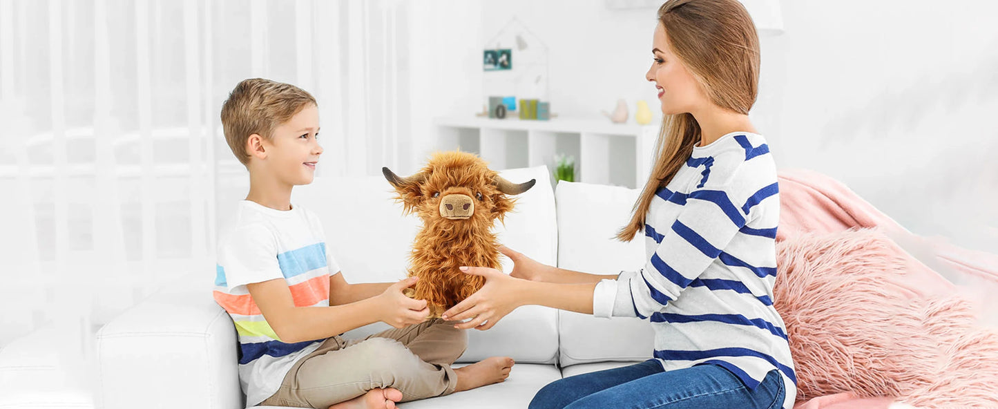 25cm Highland Cow Plush Toy — Soft Stuffed Animal Doll, Kawaii Kids & Baby Gift, Home & Room Decor