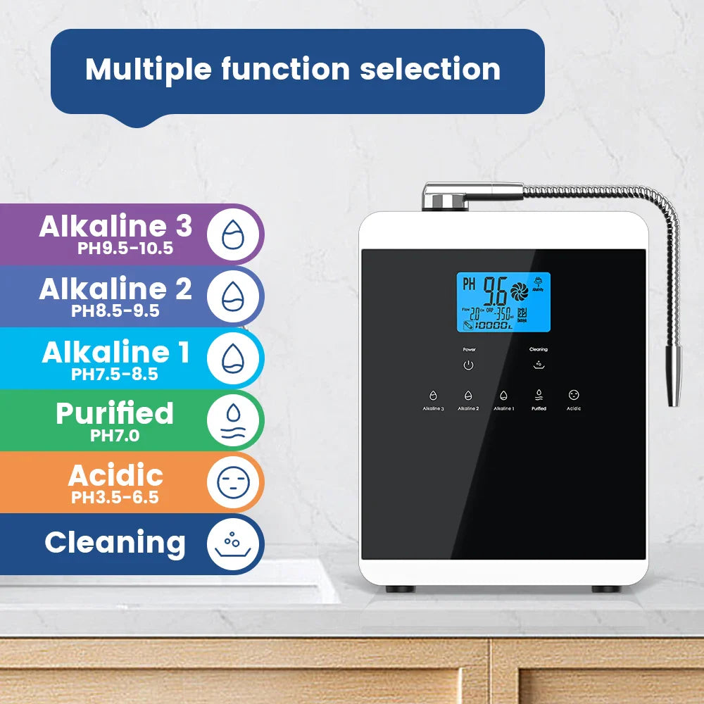 11-Plate Platinum Alkaline Water Ionizer Machine — Household PH 4.5~10.5 Acid & Alkaline Water Generator