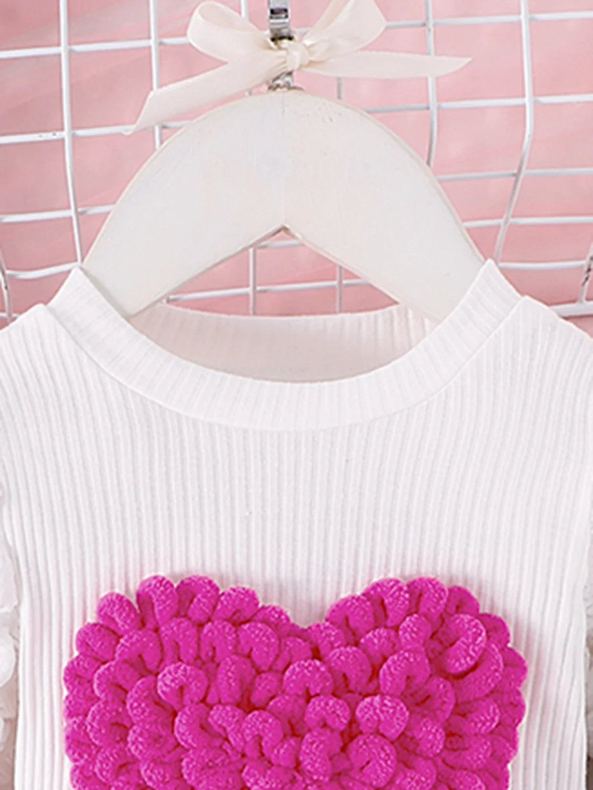 Girls' 2-Piece Love Badge Outfit Set - Bubble Sleeve Top & Short Skirt for Ages 1-3