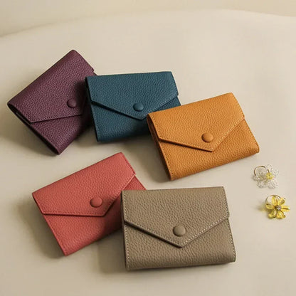 2024 New PU Leather Women's Small Wallet – Luxury Envelope Card Holder, Designer Zip Coin Purse, Short Cowhide Style