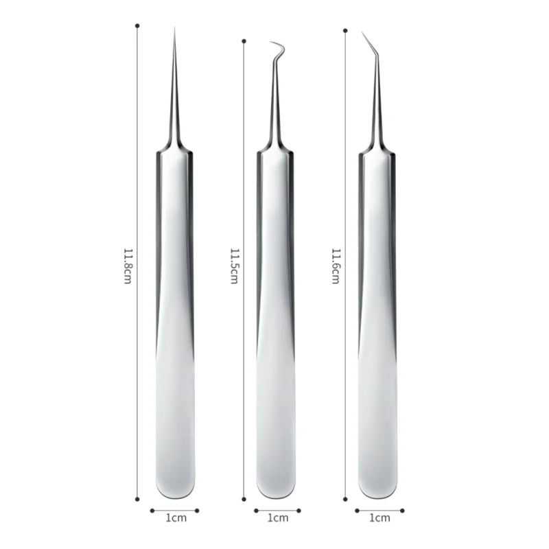 Blackhead Clip with Lights - Acne Needle Tweezers, Comedone Extractor Tool for Blemish and Pimple Removal
