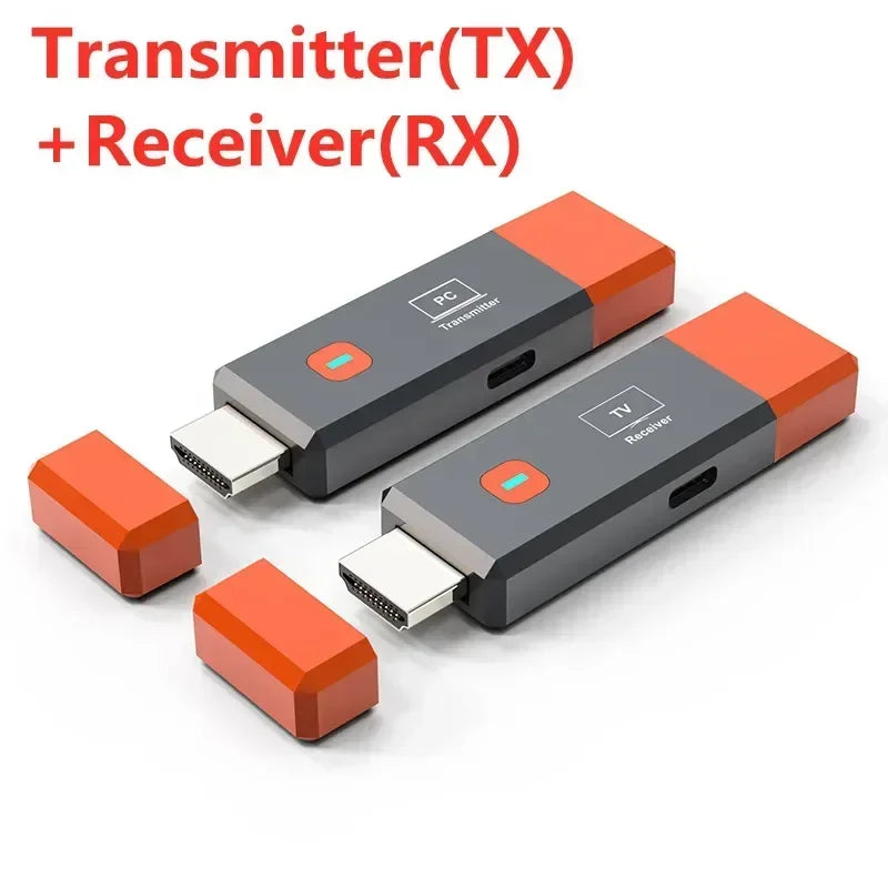 Wireless HDMI Video Transmitter & Receiver Extender Kit – TV Stick Dongle Adapter for PC, Camera, Laptop to Projector, Monitor & TV