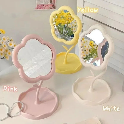 Floral Round Desktop Mirror — Creative Table Vanity Mirror for Bedroom, Dorm & Makeup Decor
