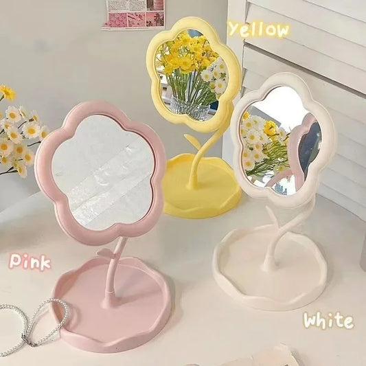 Floral Round Desktop Mirror — Creative Table Vanity Mirror for Bedroom, Dorm & Makeup Decor