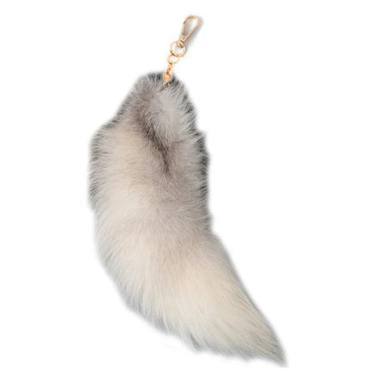 Plush Fox & Raccoon Tail Keychain – 28cm Furry Animal Tail Pompom Bag Charm & Keyring Pendant