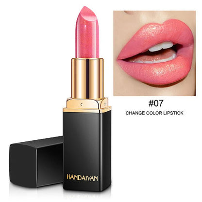 Professional Brand Lipstick – Waterproof, Long-Lasting Nude Pink & Mermaid Shimmer, Luxury Makeup Cosmetic