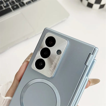Plated PC Tempered Glass Phone Case - Anti-Fingerprint Drop Protection Cover for Samsung Galaxy Z Fold 7/6/5
