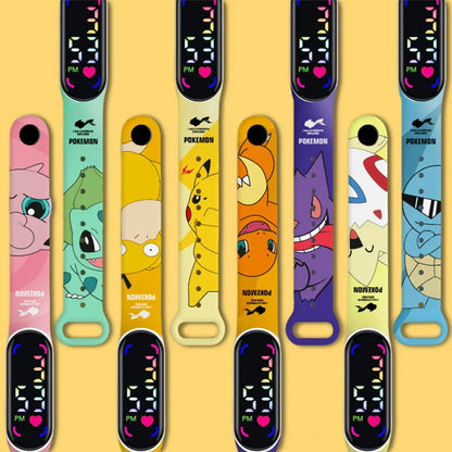 Pokémon LED Electronic Watch — Cute Pikachu & Gengar Waterproof Digital Bracelet for Boys & Girls, Birthday Gift