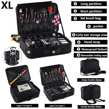 Professional Makeup Case: Female Travel Beauty Nail Toolbox - Big Capacity Cosmetic Organizer Suitcase for Makeup Storage