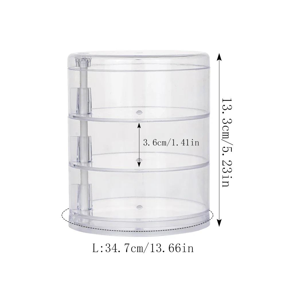 Rotating Jewelry & Makeup Storage Box – Round Plastic Organizer for Bracelets, Earrings with Cover Display Rack