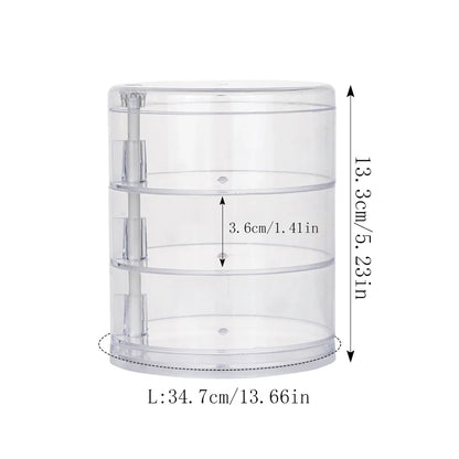 Rotating Jewelry & Makeup Storage Box – Round Plastic Organizer for Bracelets, Earrings with Cover Display Rack