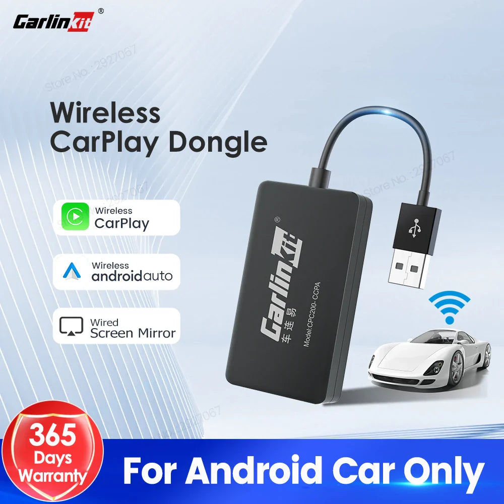 CarlinKit Wireless CarPlay & Android Auto USB Adapter – Wireless Dongle for Car Multimedia, MirrorLink, Waze & Spotify