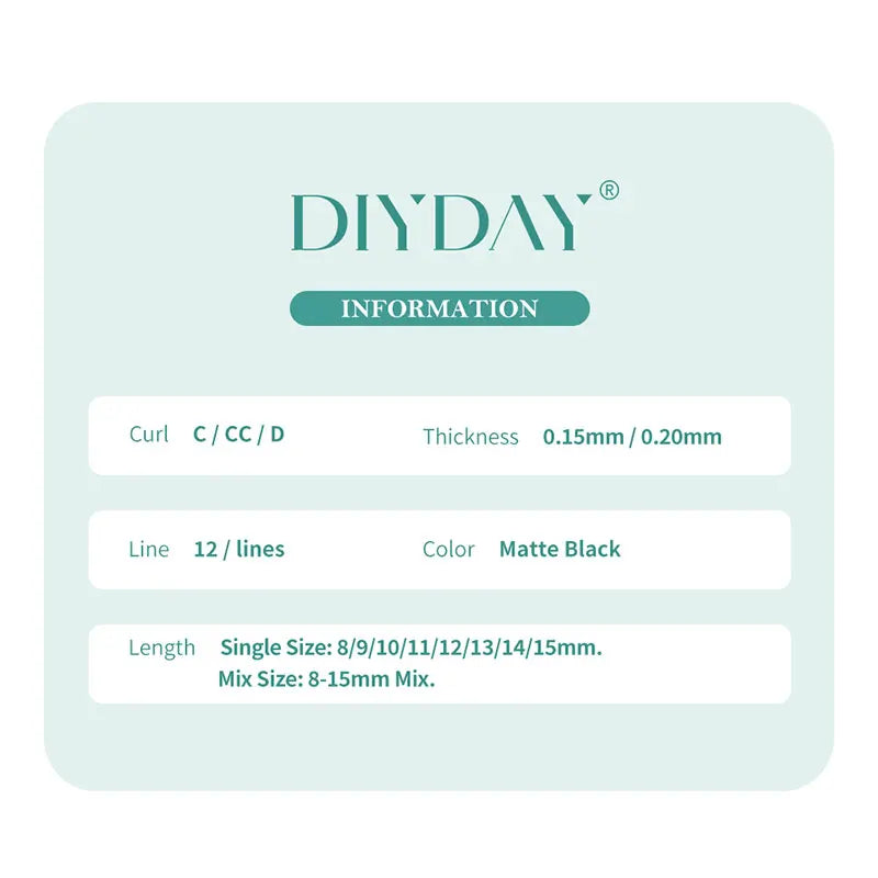 DIYDAY Flat Individual Lash Extensions – 0.15/0.20 Split Tips, Softer Ellipse Classic False Eyelashes Supplies