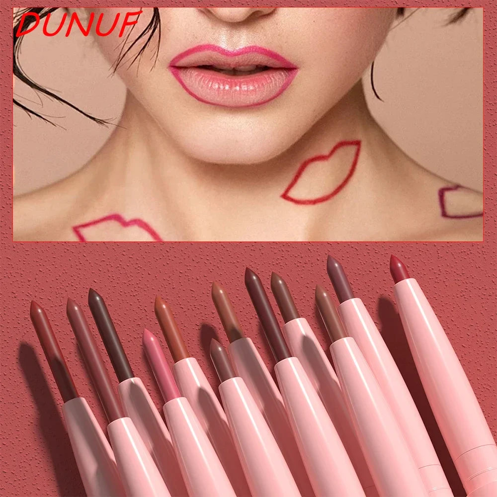 Matte Red Brown Lip Liner Pencil – Waterproof Slim Lip Contour Pen with Tapered Nib Long-Lasting Lip Stain