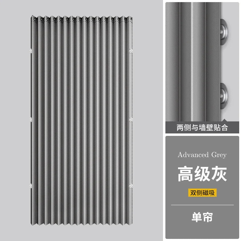 Magnetic Pleated Accordion Door Curtain – Folding Closet & Room Divider Curtain for Bedroom and Living Room