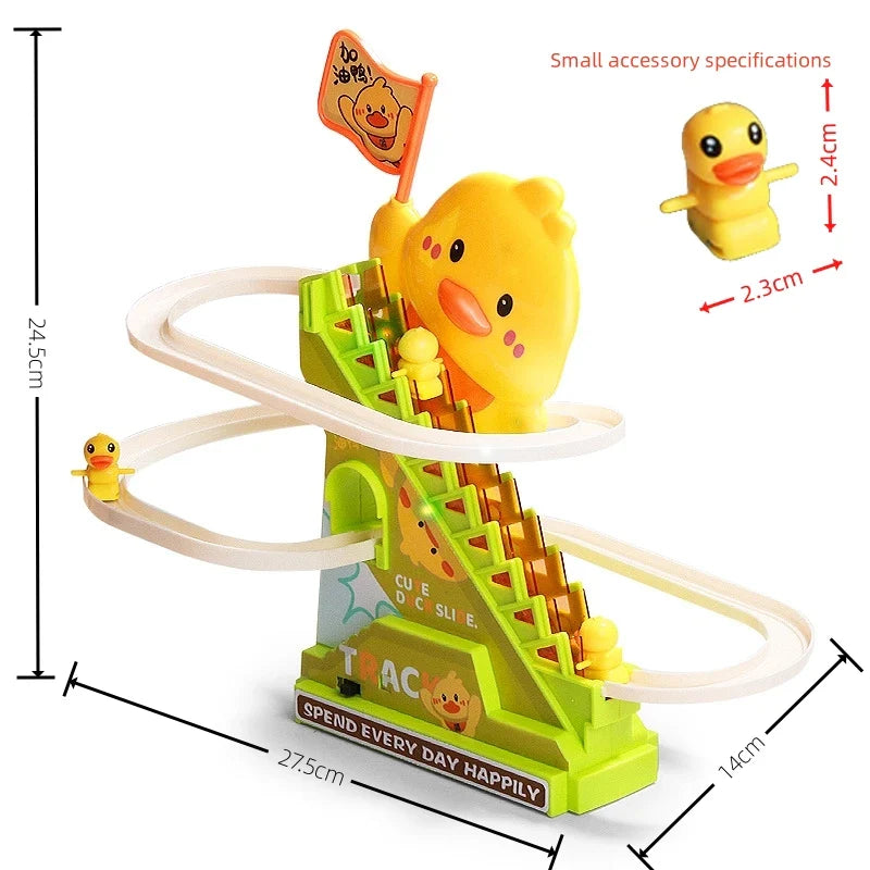 Stair-Climbing Duck Roller Coaster Toy – Flashing Lights & Music Interactive Parent-Child Toy