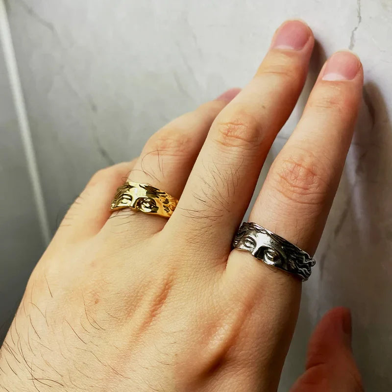 Retro Half-Face Venus Ring – Greek Mythology Vintage Punk Gothic Open Ring, Unisex Designer Jewelry