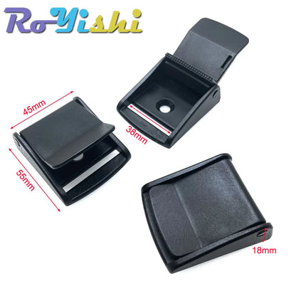 5Pcs Plastic Cam Buckle Set – Adjustable Black Toggle Clips for Backpack Straps & Webbing (5/8”–2” Sizes)