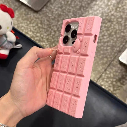 Kawaii Bear Rilakkuma Chocolate Silicone Soft Phone Case for iPhone 17, 16, 15, 14, 13, 12 Pro & Pro Max