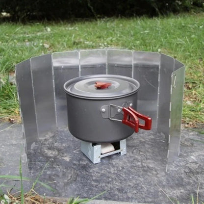 Aluminum Alloy Gas Stove Wind Shield – Windproof Screen for Outdoor Camping & Picnic (8-16 Plates)