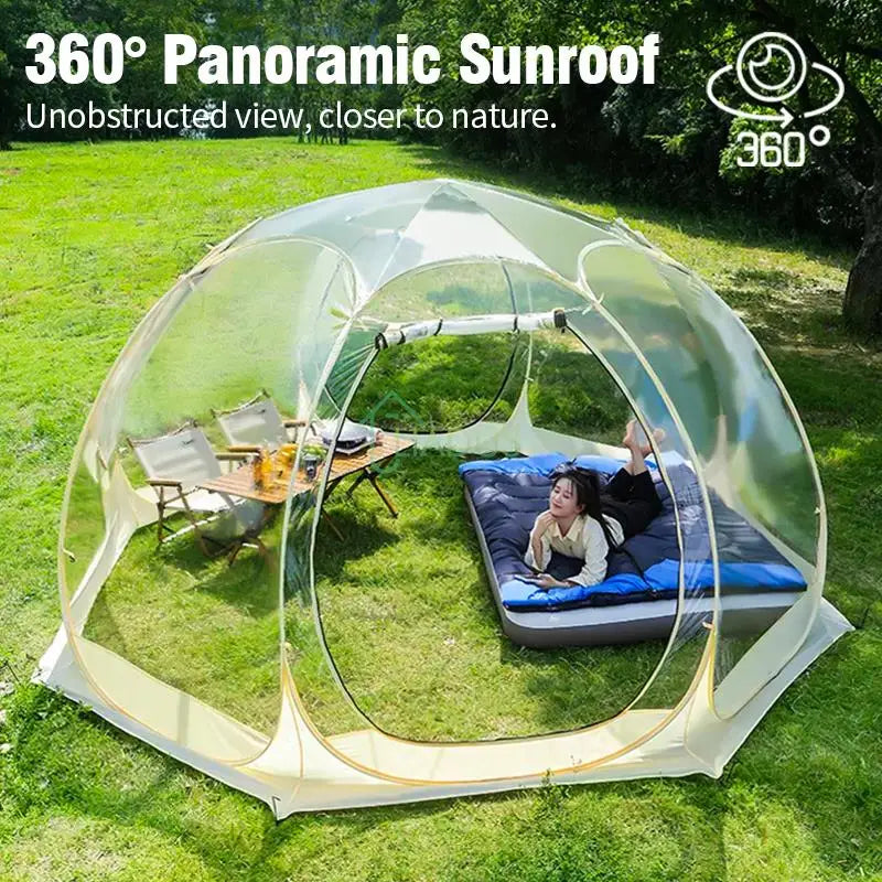 Camping Star Transparent Folding Tent – 4-8 Person Portable Spherical Tent, Rain/Windproof, Quick Opening for Outdoor Use
