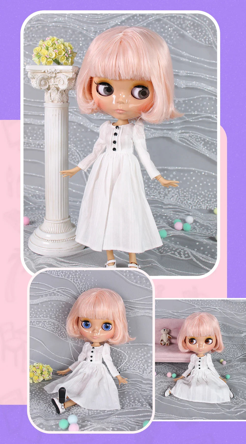 ICY DBS Blyth Doll – 1/6 Joint Body BJD Anime Doll, 30cm White Skin Matte Face Special Combo Toy