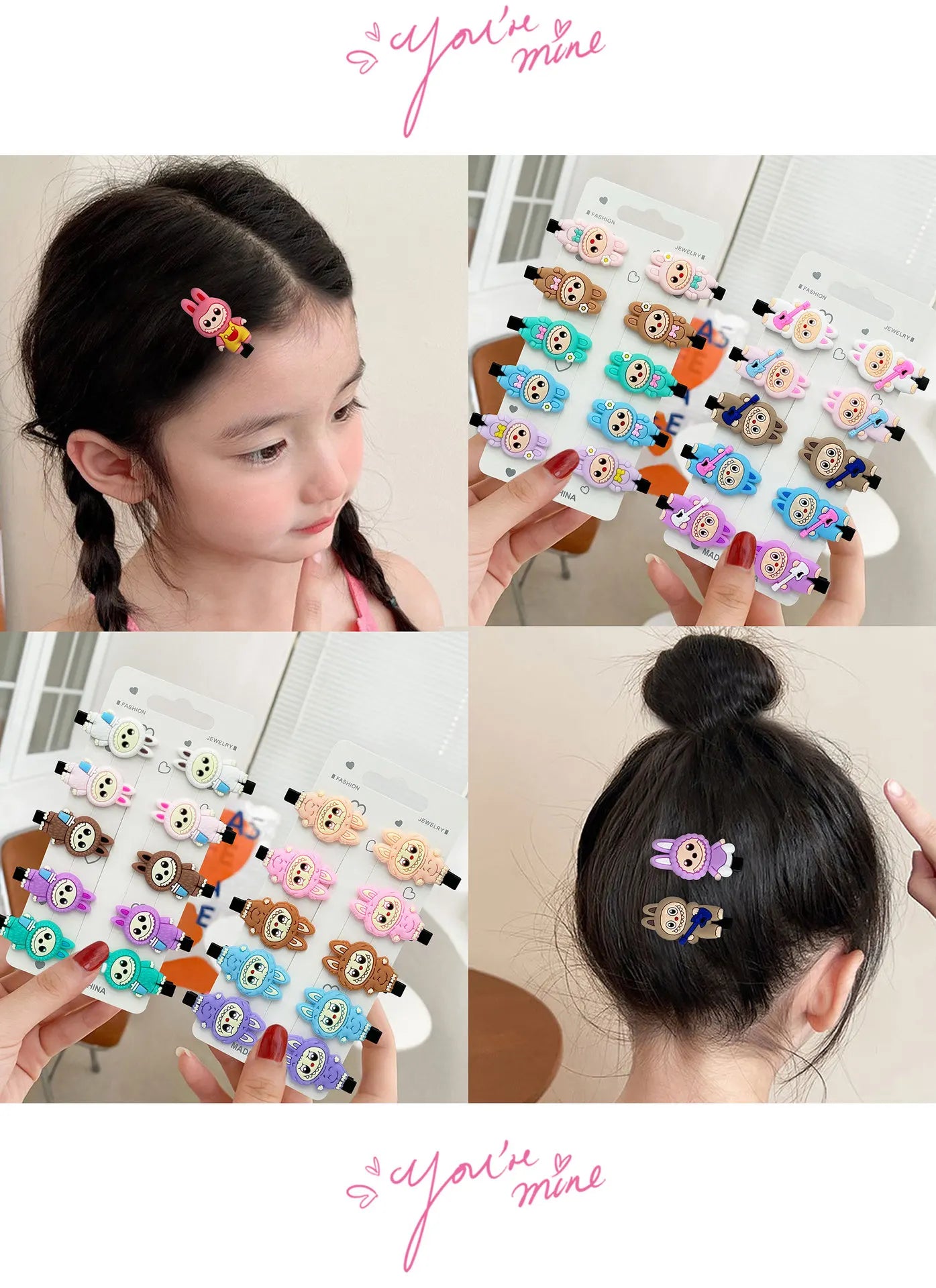 60pcs Cartoon Anime Hair Clips for Girls Kawaii Kids Hair Accessories Gifts
