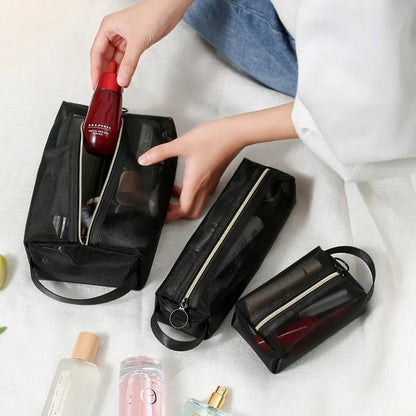 New Mesh Transparent Cosmetic Bags – Small & Large Clear Makeup Pouch, Portable Travel Toiletry Organizer with Lipstick Storage