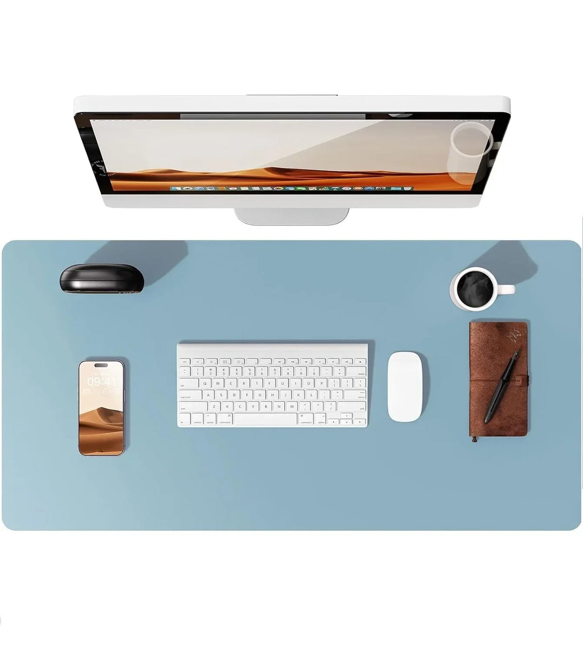 Large Leather Mouse Pad Desk Mat - Non-Slip PU Leather Office Desk Protector for Laptop & Workspace Setup