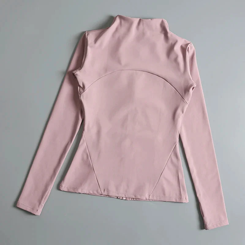 New Yoga Wear Ladies Coat – High Elastic Loose Fitness Top, Long Sleeve Stand-Up Collar for Exercise