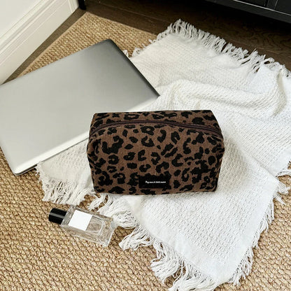 Leopard Print Makeup Bag - Large Capacity Cosmetic Organizer & Lipstick Storage Pouch