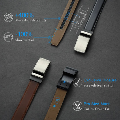 Men’s Luxury Genuine Leather Belt – High-Quality Cowhide with Metal Automatic Alloy Buckle