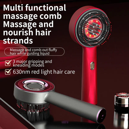 Electric Vibration Scalp Massage Comb with Red Light Therapy for Hair Growth & Anti-Hair Loss, Liquid Oil Applicator for Hair Care