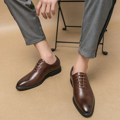 Luxury Men’s Leather Oxford Dress Shoes – High-Quality Gentleman Wedding & Office Shoes 2024