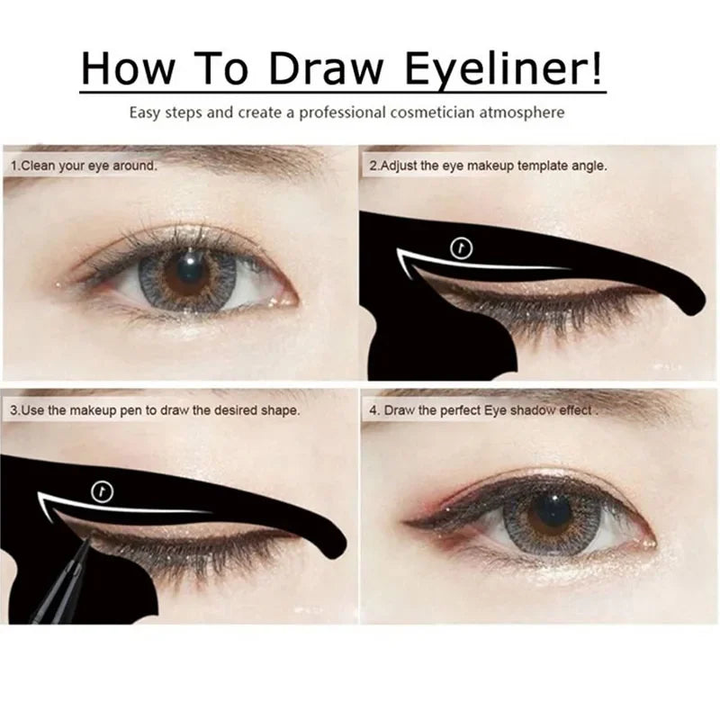 2pcs Cat-Eye Eyeliner Stencil Set – Eyeliner Stamp Templates for Precise Makeup Application