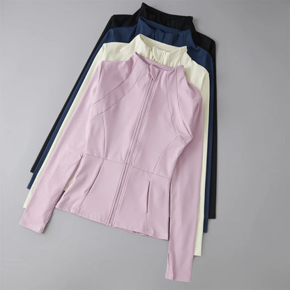 Women’s Sports Windbreaker Jacket — Long Sleeve Workout Top, Running Sweatshirt, Yoga Activewear