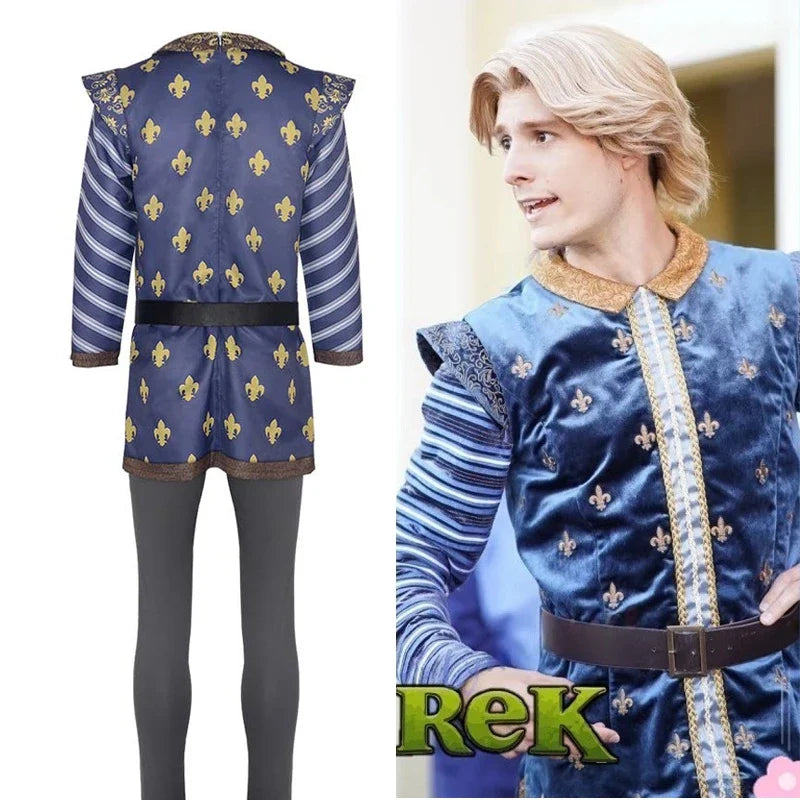 Shrek Prince Charming Cosplay Costume - Men’s Carnival Party Animation Uniform Outfit