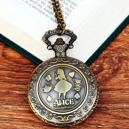 Cute Girl Forest Pattern Quartz Pendant Necklace – Trendy Pocket Watch Holiday Gift