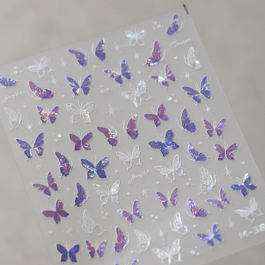 5D Glitter Butterfly Nail Sticker – Kawaii Aurora Nail Art Decal for DIY Manicure & Nail Decorations