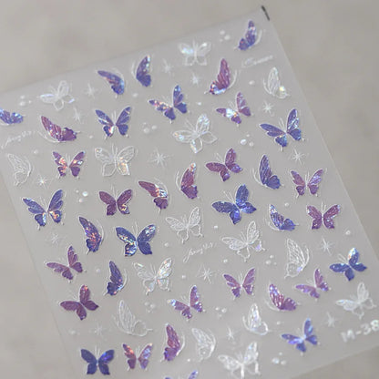 5D Glitter Butterfly Nail Sticker – Kawaii Aurora Nail Art Decal for DIY Manicure & Nail Decorations